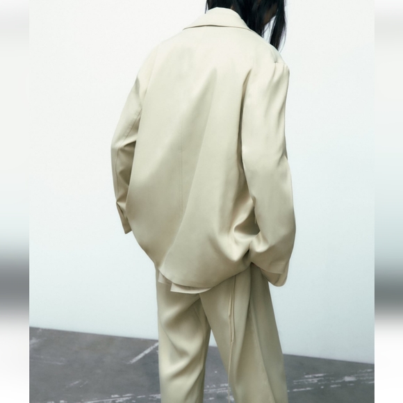 ZARA Matching Set * Satin Effect Blazer & Wide Pants - Picture 12 of 16